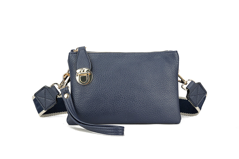 Lacey Crossbody Clutch Handbag With Strap Navy