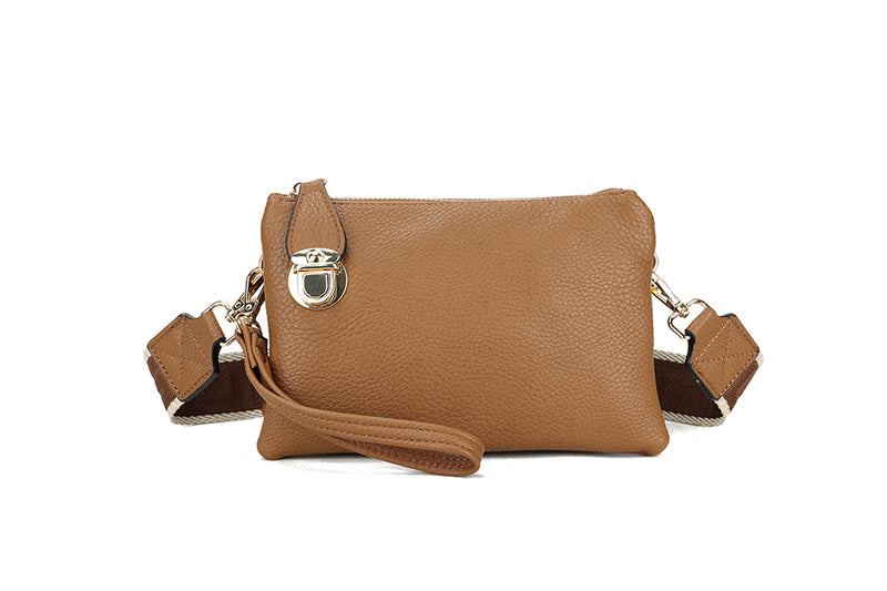 Lacey Crossbody Clutch Handbag With Strap Tan