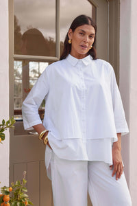 TIRELLI Tiered Front Shirt White