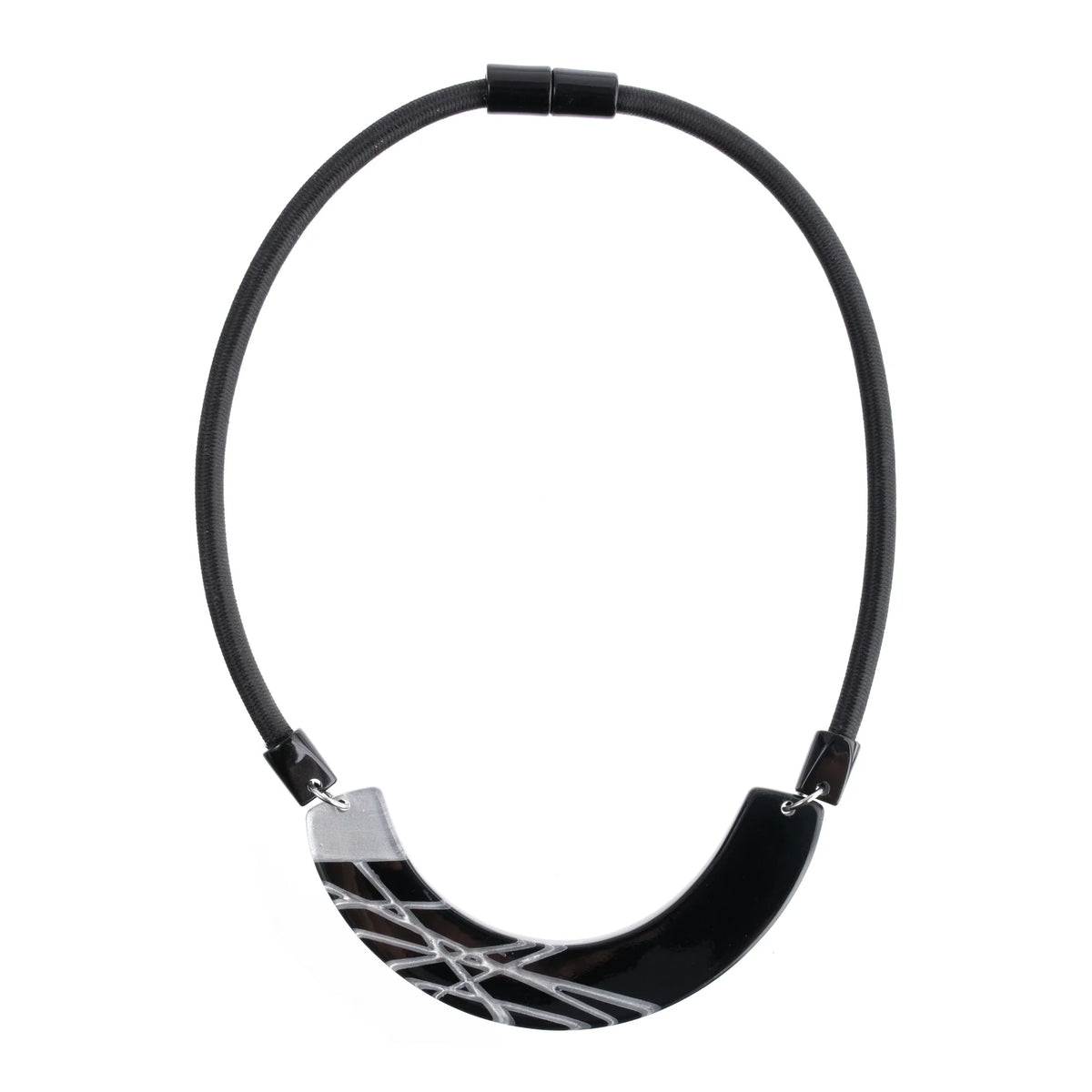 Calitaa Luxury Collection Deluxe Necklace Black/Silver Curve