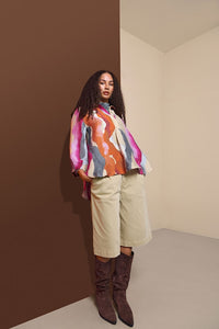 NOEN Crinkle Floaty Shirt Pink/Grey