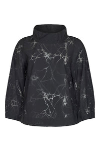 NOEN Fine Crackle Sheer Top Black