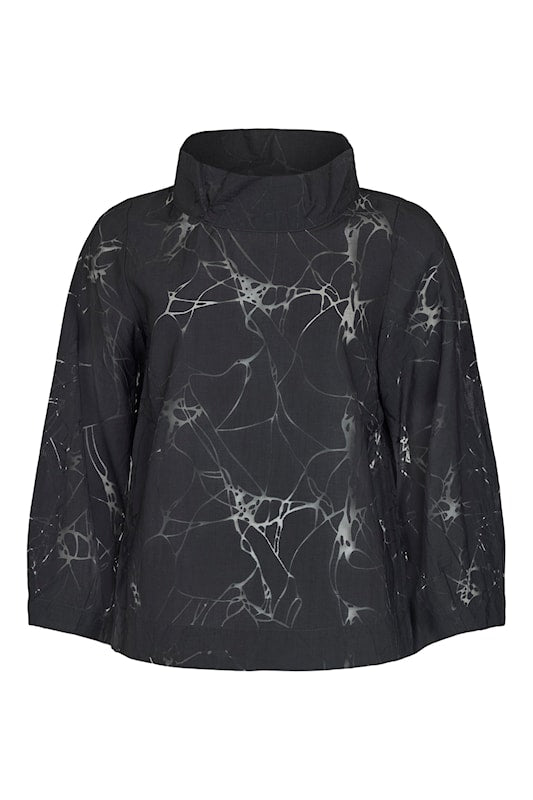 NOEN Fine Crackle Sheer Top Black