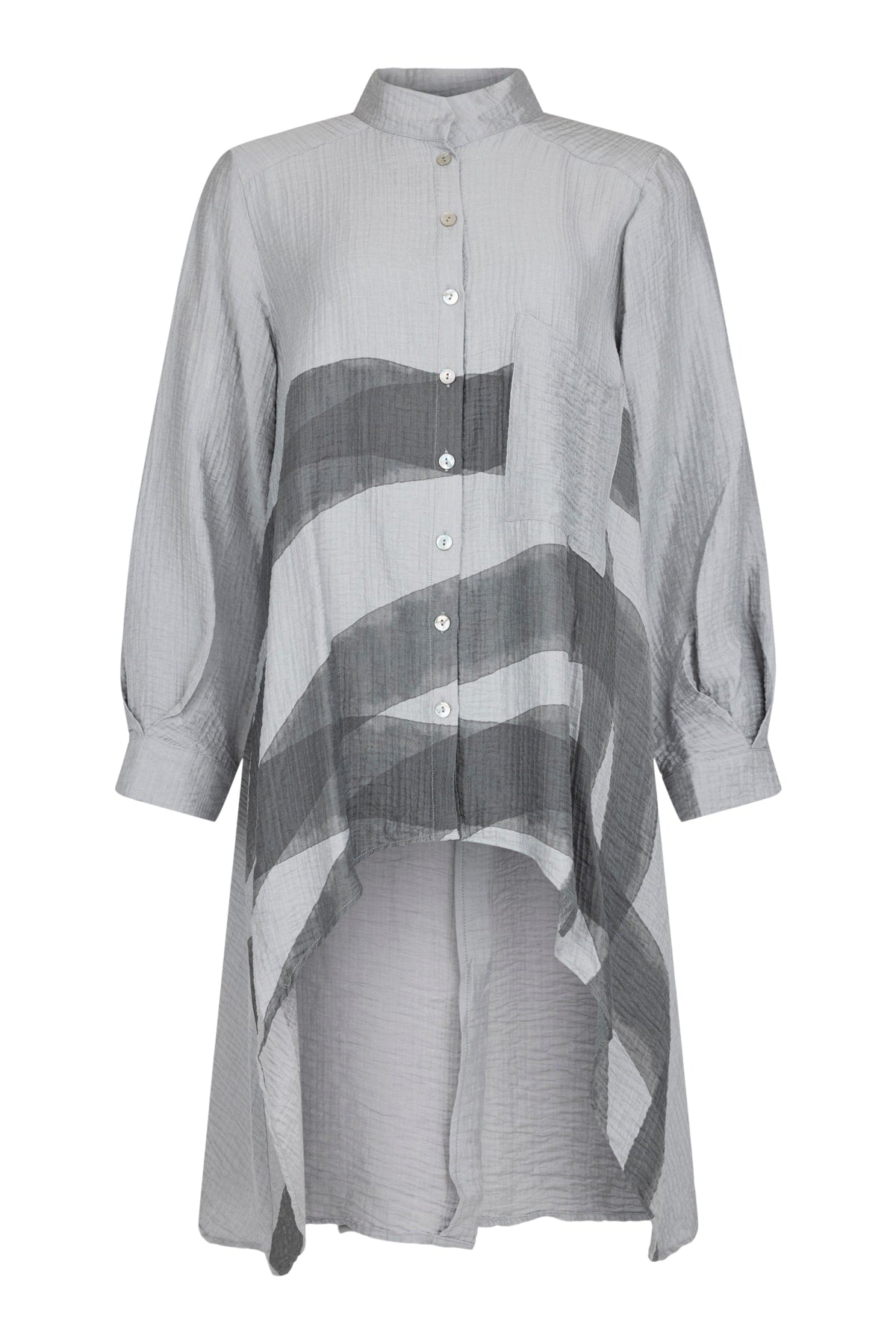 NOEN Crinkle High Low Shirt Grey