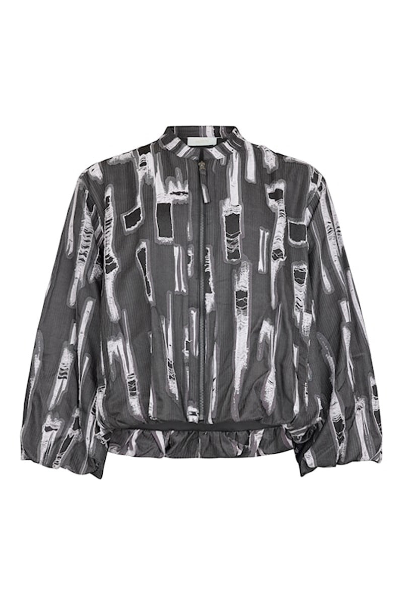 NOEN Frayed Print Puffball Jacket Grey