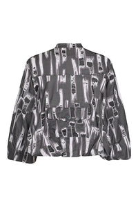 NOEN Frayed Print Puffball Jacket Grey