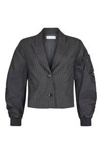 NOEN Pinstriped Blazer/Utility Jacket Grey