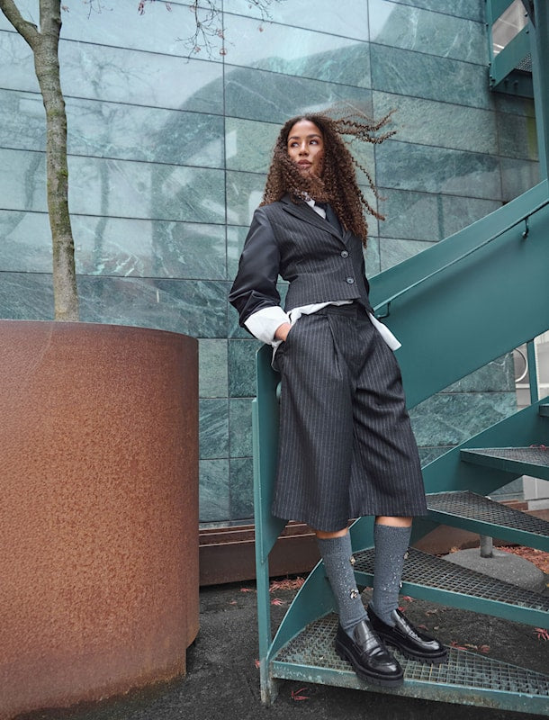 NOEN Pinstriped Blazer/Utility Jacket Grey
