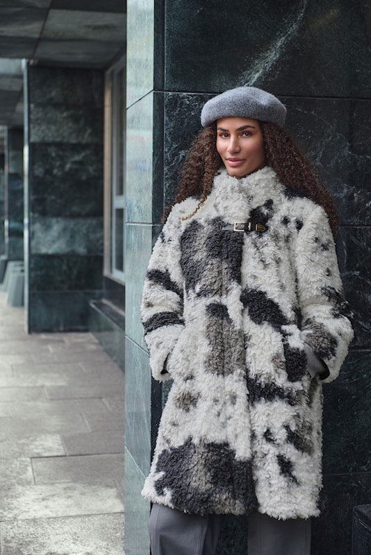 NOEN Fluffy Coat Black/White/Grey