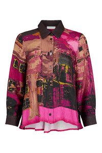NOEN Crinkle Floaty Shirt Chocolate/Magenta