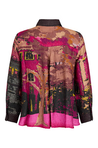 NOEN Crinkle Floaty Shirt Chocolate/Magenta