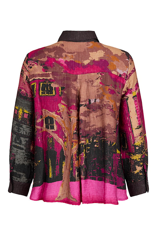 NOEN Crinkle Floaty Shirt Chocolate/Magenta