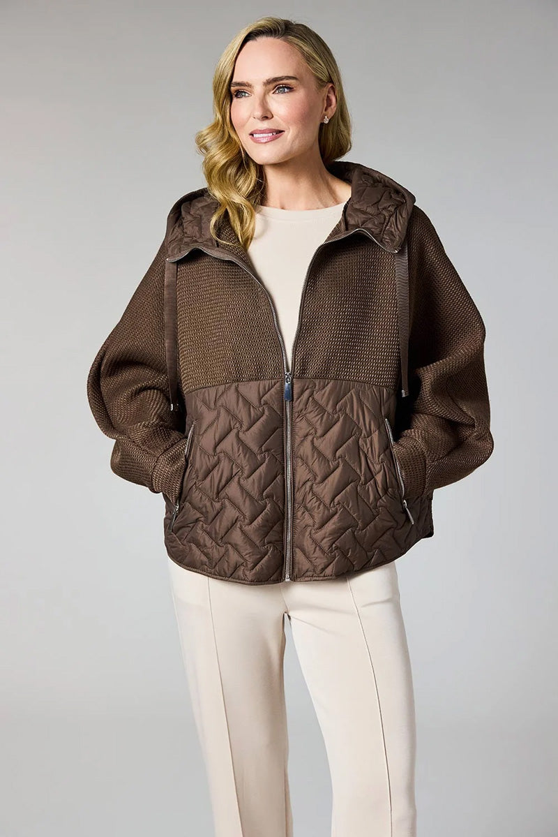 DECK Quilted Hooded Jacket Chocolate