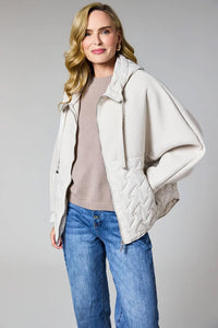 DECK Quilted Hooded Jacket Stone
