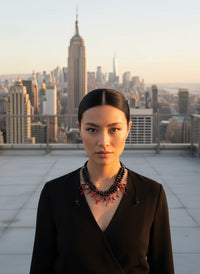 GIST Double Strand Necklace Red Coral/Black