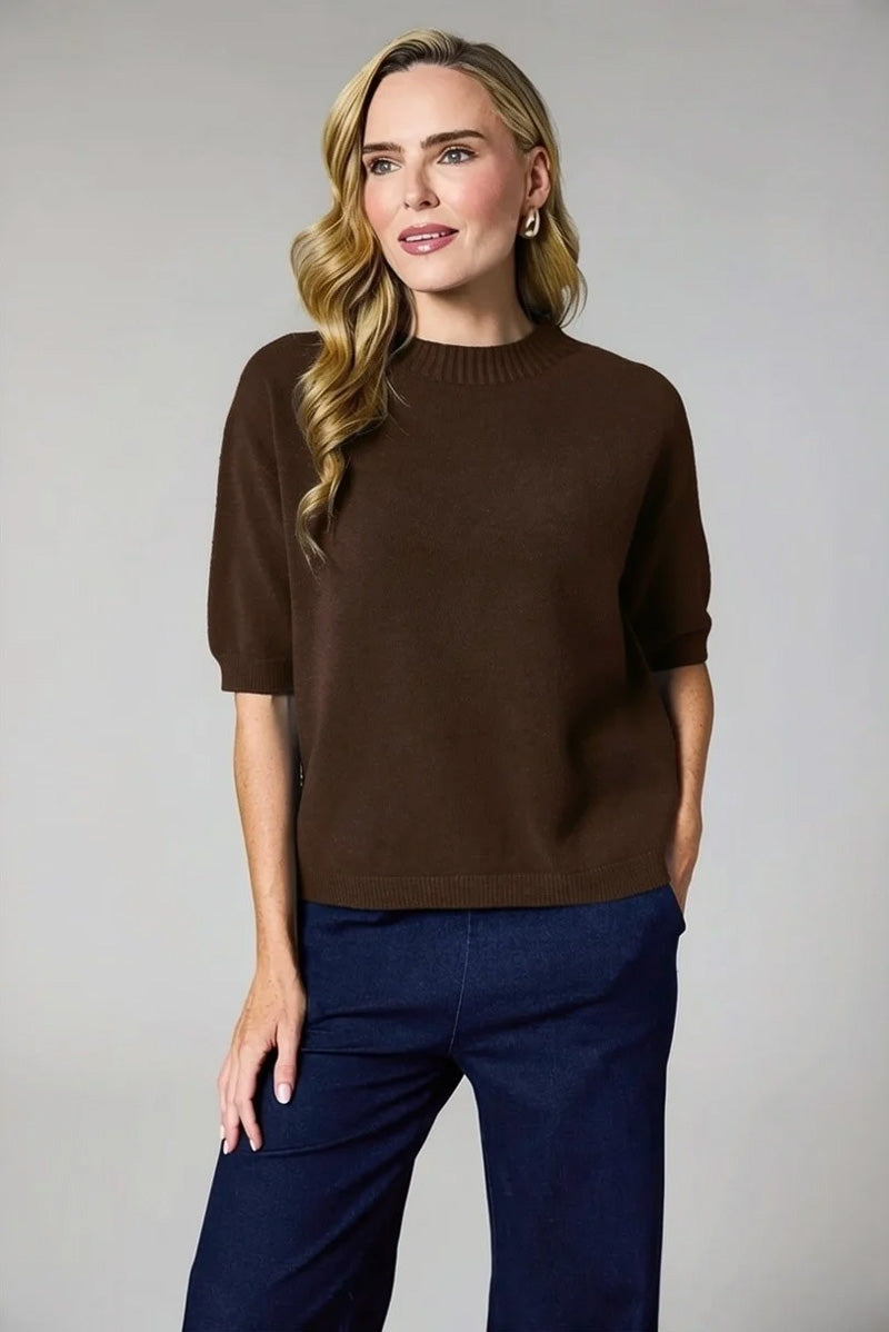 DECK Short Sleeve Sweater Chocolate