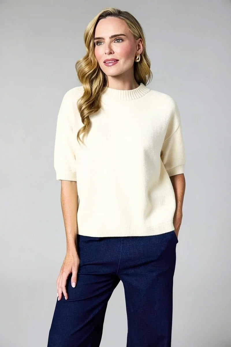 DECK Short Sleeve Sweater Winter White