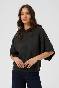 KAFFE KAbarbara Wing Sleeve Pullover Dark Grey Melange