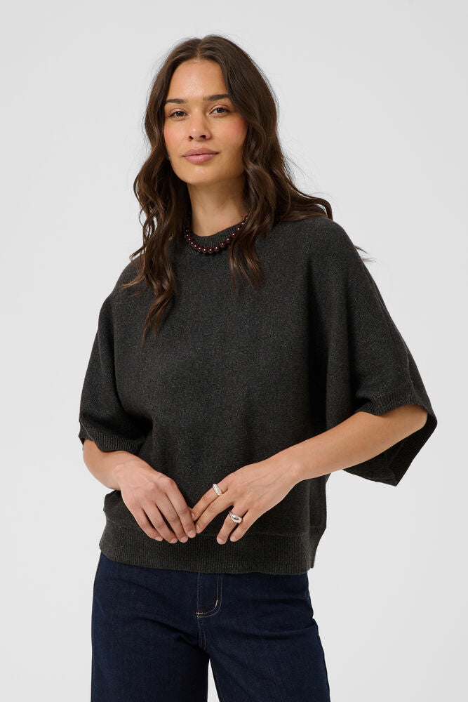 KAFFE KAbarbara Wing Sleeve Pullover Dark Grey Melange
