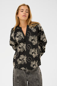 KAFFE KAvinie Blouse-Black/Chalk Embroidery