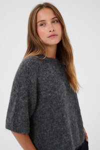 KAFFE KAemillie Crop Pullover Dark Grey Melange