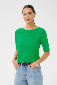 KAFFE KAlizza Boatneck Pullover-Bright Green