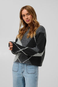 KAFFE KAgrith Pulllover Grey/Black Argyle