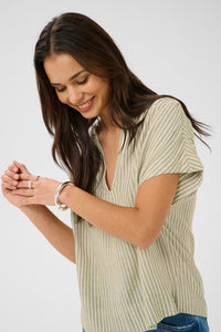 KAFFE KAmilia Wing SL Blouse Chinchilla/Chalk Stripe