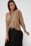 KAFFE KAniel V Neck Pullover Toasted Coconut