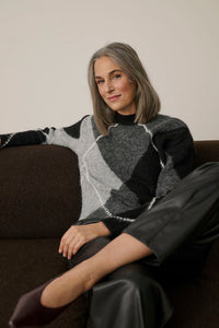 KAFFE KAgrith Pulllover Grey/Black Argyle