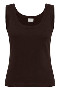 KAFFE KAlizza Contrast Knit Top Coffee Bean