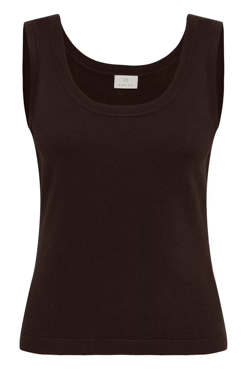 KAFFE KAlizza Contrast Knit Top Coffee Bean