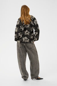 KAFFE KAvinie Blouse-Black/Chalk Embroidery