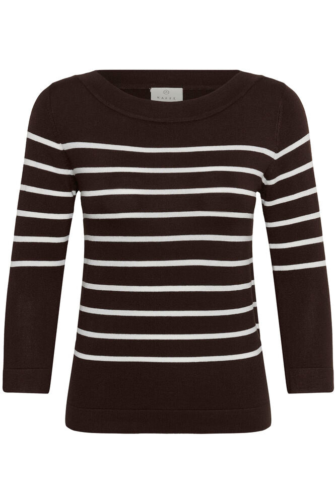 KAFFE KAlizza Boatneck Pullover Coffee Bean/Chalk Stripe