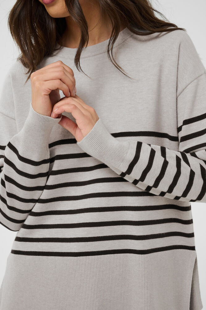 KAFFE KAlimone Striped Pullover Grey Melange/Black
