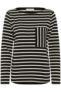 InWear DELLA IW Top Black/Whisper White Stripe