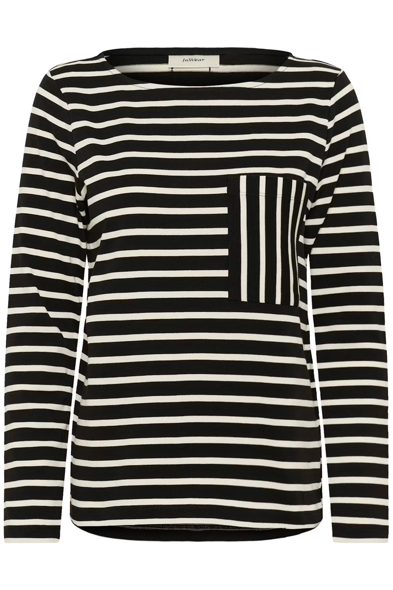 InWear DELLA IW Top Black/Whisper White Stripe