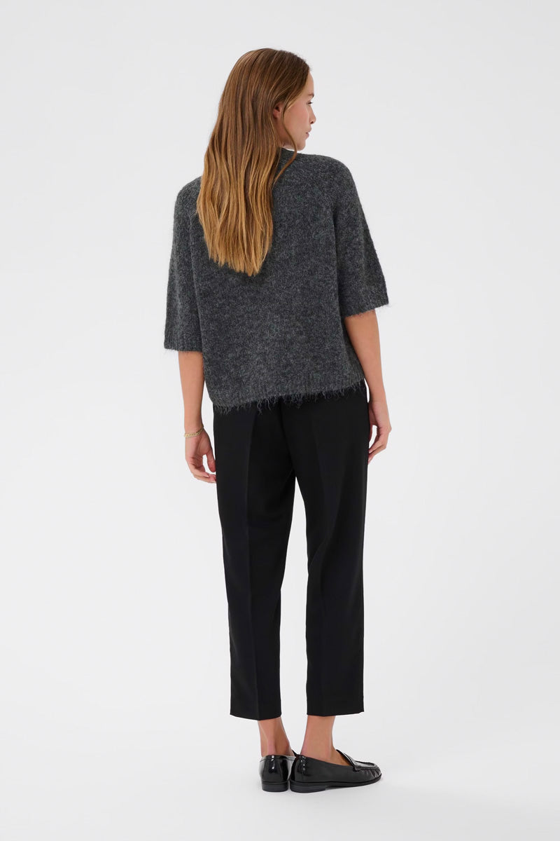 KAFFE KAemillie Crop Pullover Dark Grey Melange