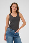 KAFFE KAarina Jersey Vest Top-Black Oyster
