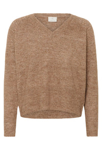 KAFFE KAniel V Neck Pullover Toasted Coconut