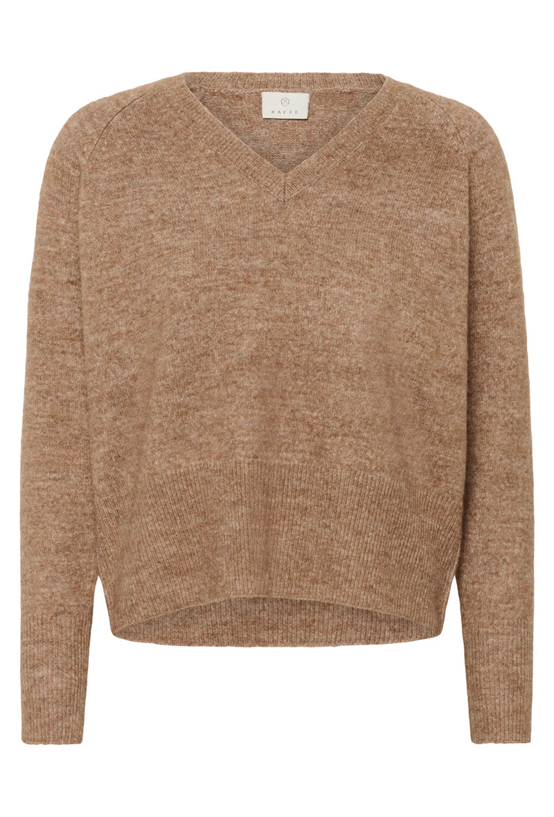KAFFE KAniel V Neck Pullover Toasted Coconut