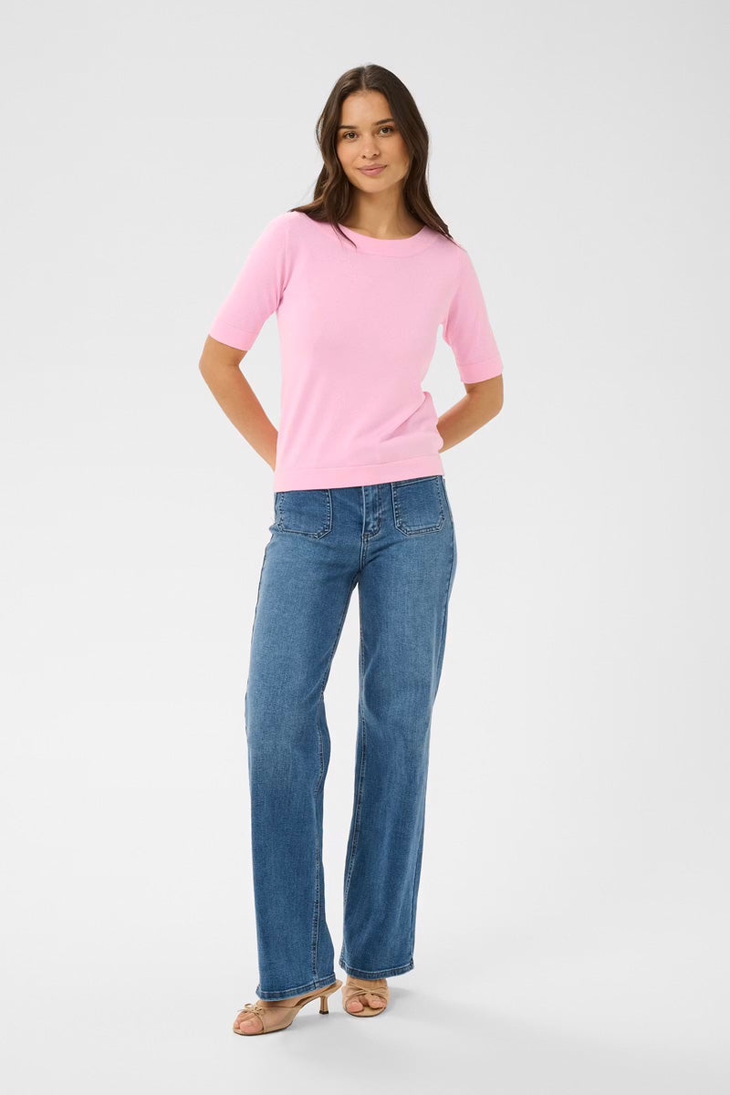 KAFFE KAlizza Boatneck Pullover Pink Frosting