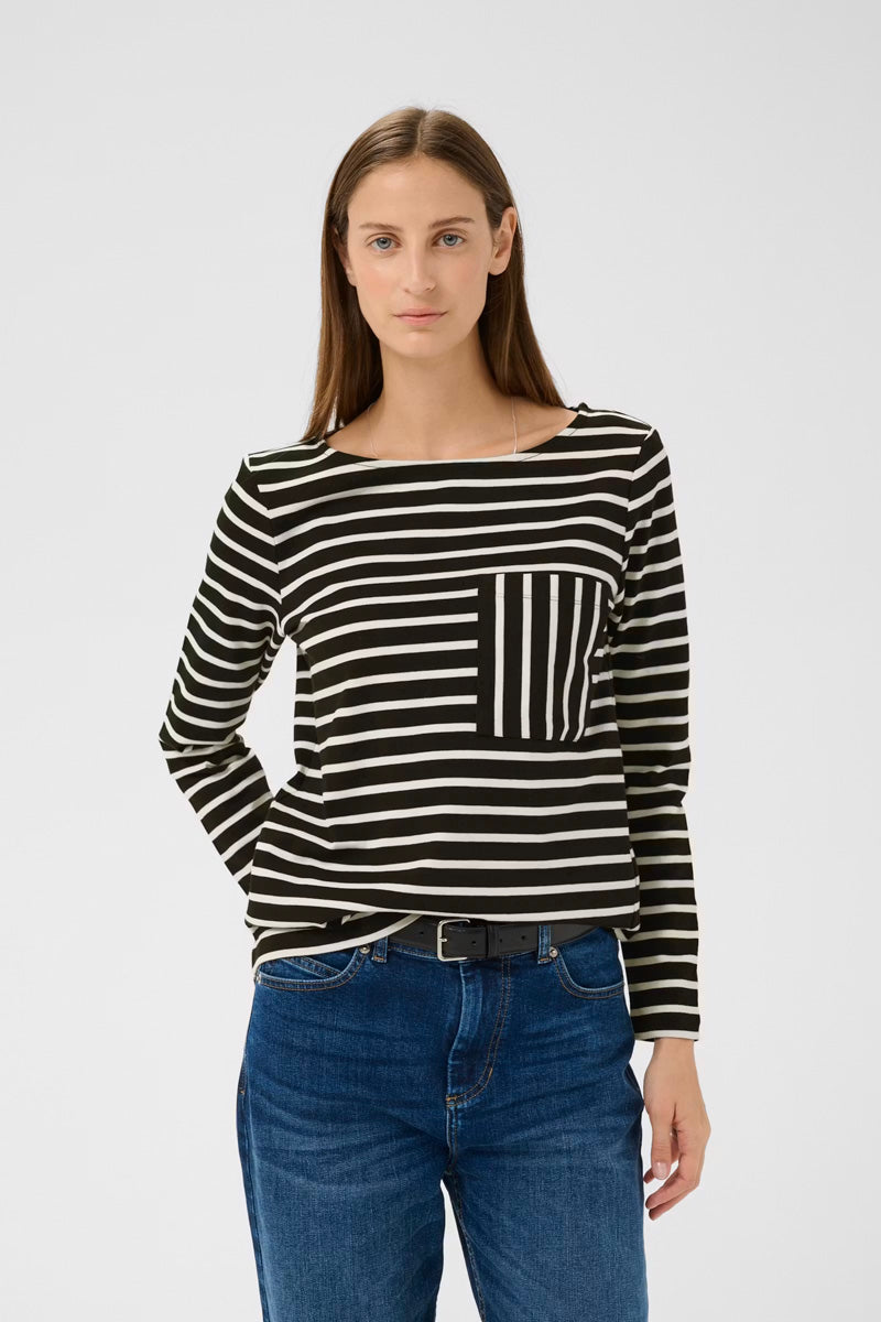 InWear DELLA IW Top Black/Whisper White Stripe