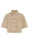 KAFFE KArania Crop Denim Shirt Washed Taupe