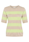 KAFFE KAlizza Striped Sweater Lettuce/Feather Gray