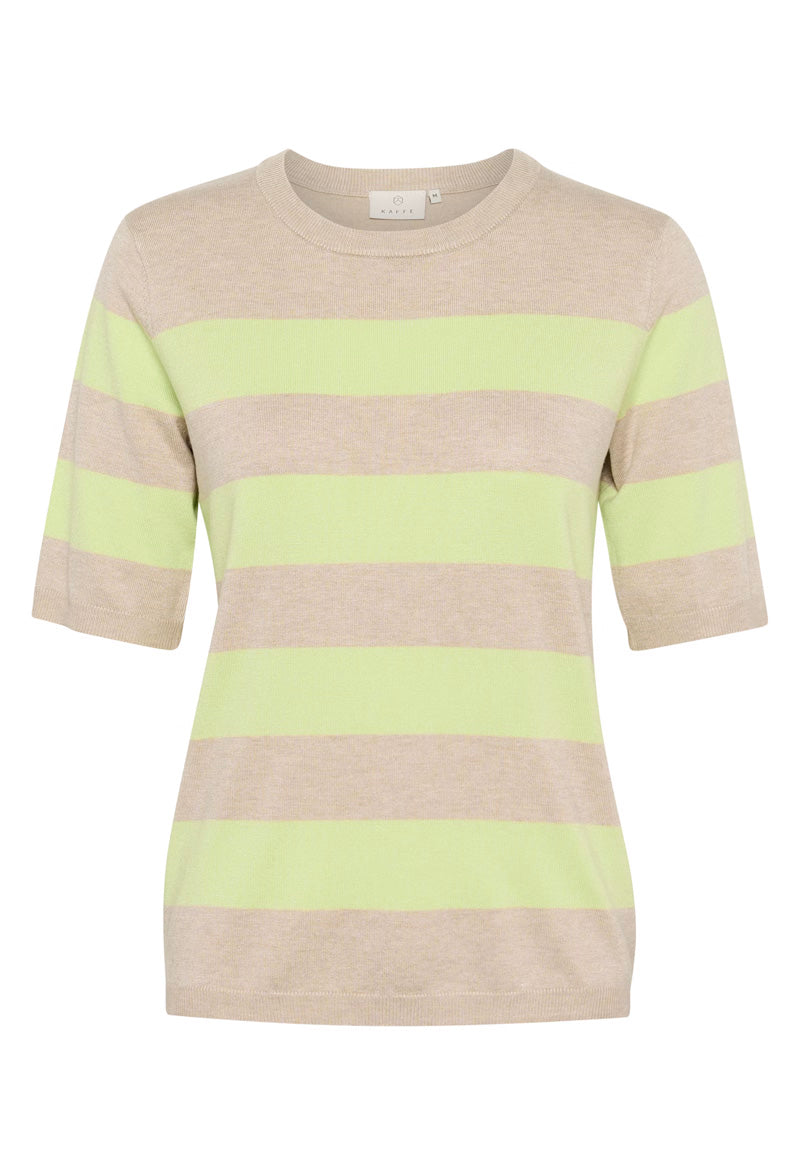 KAFFE KAlizza Striped Sweater Lettuce/Feather Gray