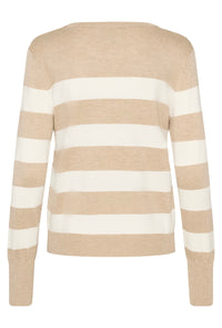 KAFFE KAlizza Striped Knit Pullover Feather Grey/Chalk