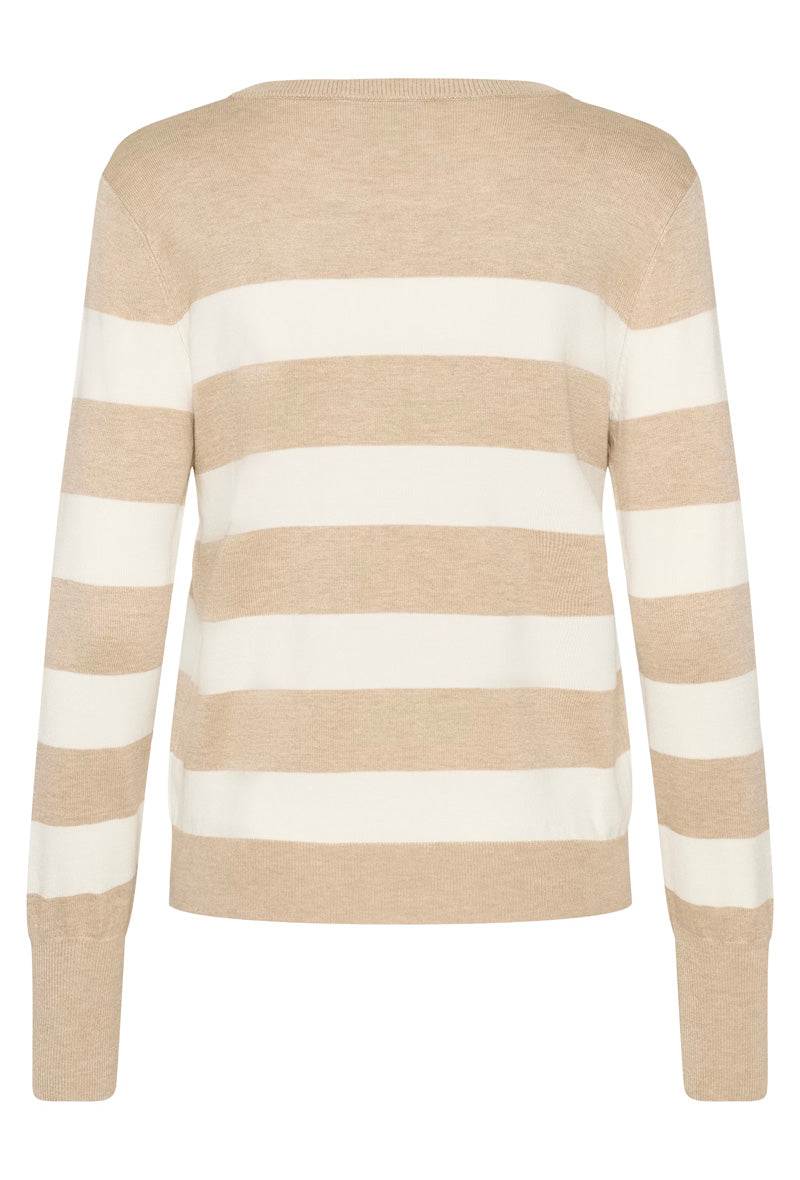 KAFFE KAlizza Striped Knit Pullover Feather Grey/Chalk