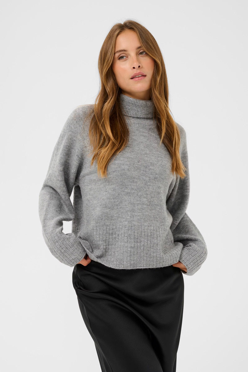 KAFFE KAerin Rollneck Light Grey Melange