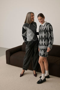 KAFFE KAgrith Pulllover Grey/Black Argyle